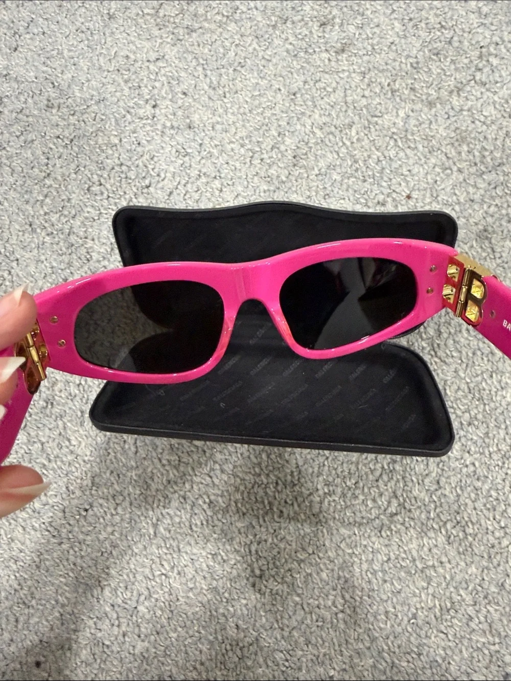 Balenciaga Hot Pink Slim Cat-Eye Sunglasses D Frame Dynasty